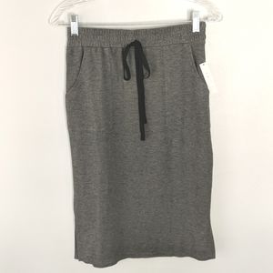 NWT Grey drawstring elastic waist Midi Skirt with pockets